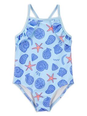 Carters Blue Seashell Ruffle One Piece Swimsuit, 12 Months